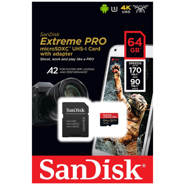 Sandisk 64GB Extreme Pro MicroSDXC Card + SD Adapter price in srilanka