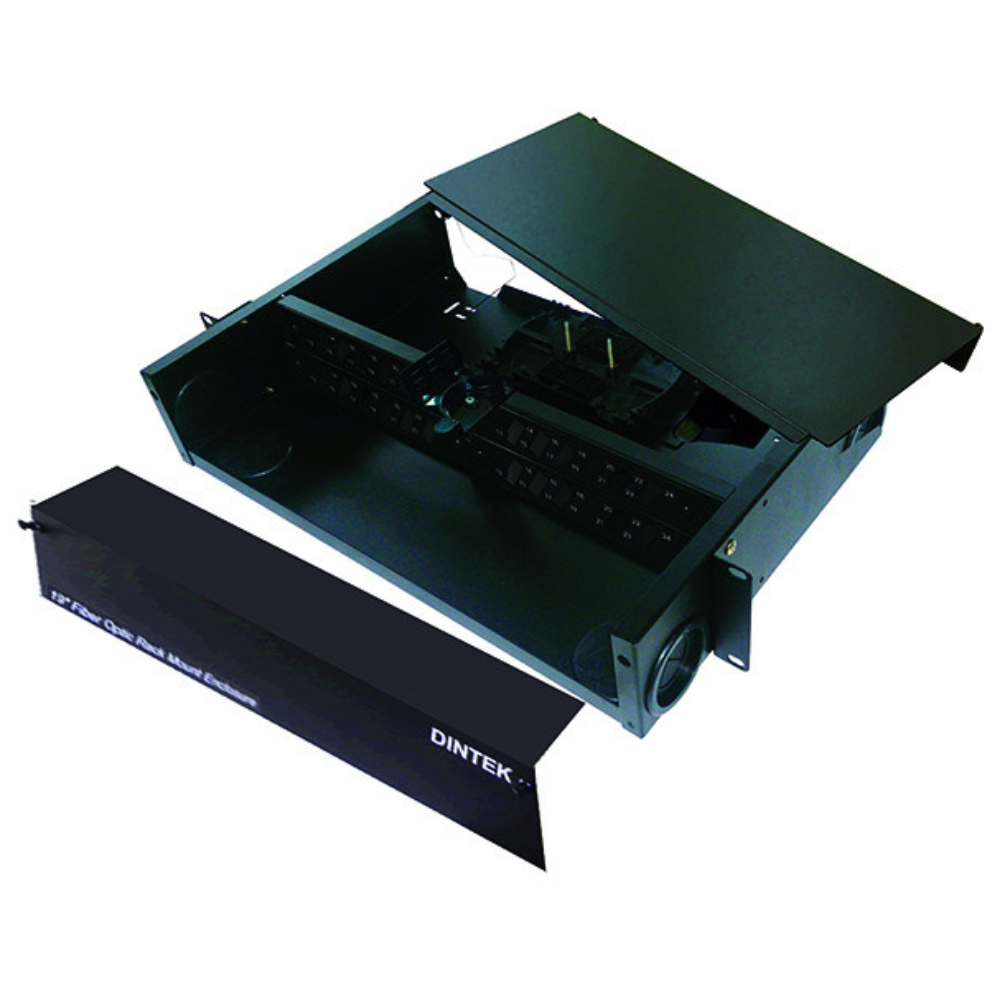 Dintek 19' 2U Fiber Optic Rackmount Patch Panel LC 48 Duplex Port (4x12 Duplex LC) With Splice Cassette Without Adapters price in srilanka
