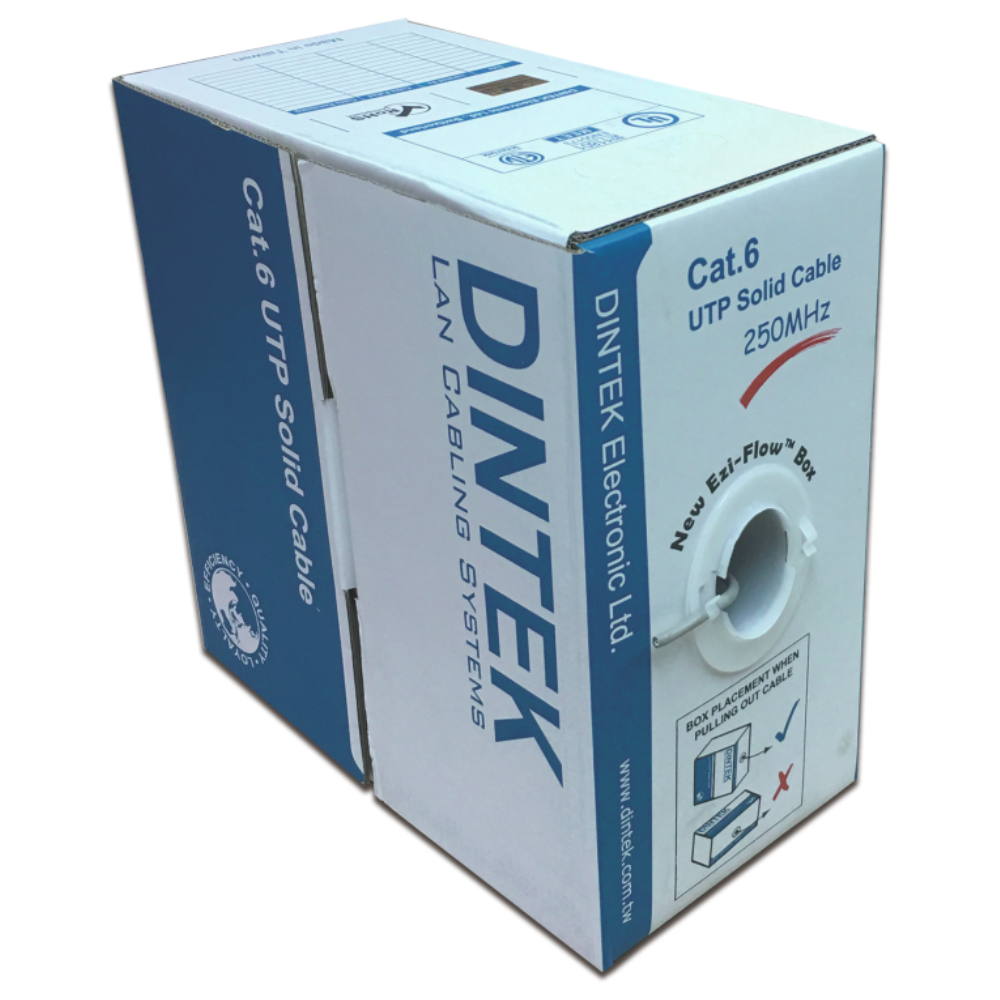 Dintek (Taiwan) Cat 6 UTP 23AWG Full Copper 305M Gray Network Cable Box-1101-04044 price in srilanka