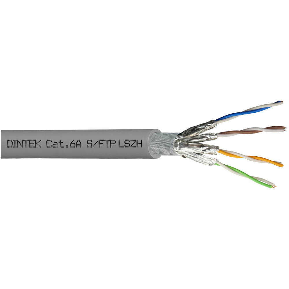 Dintek (Taiwan) Cat 6A S/FTP 23AWG Gray 305M Full Copper Shielded LSZH Drum -1105-06028 - Image 2