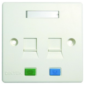 Dintek (Taiwan) 2 Port RJ45 Faceplate with Shutter-1303-12010 price in srilanka