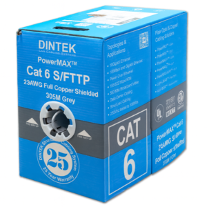 Dintek (Taiwan) Cat 6 SFTP 23AWG Full Copper Shielded 305M Grey Network Cable Box-1107-04001 price in srilanka
