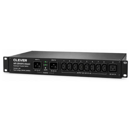 Clever (China) Basic 1U 16A Automatic Transfer Switch with 8 C13 and 1 C19 Outlets - AR128H0912-Basic price in srilanka