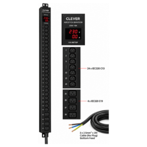 Clever (China) 0U 28-Way IEC C13/C19 Metered Vertical PDU with LED V/A Ammeter - AUE2211C4-28AVOOOB price in srilanka