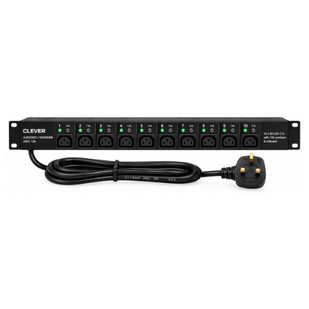 Clever (China) 1U 10-Way IEC C13 Rack PDU with Overload Protection and BS1363 Plug - AUE2250C1-10AHBEMB price in srilanka