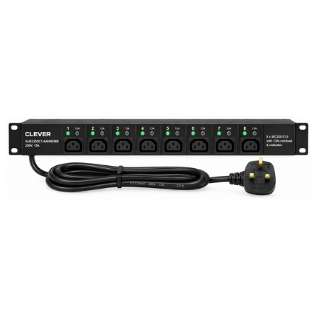 Clever (China) 1U 8-Way IEC C13 Rack PDU with Overload Protection and BS1363 Plug - AUE2250C1-8AHBEMB price in srilanka