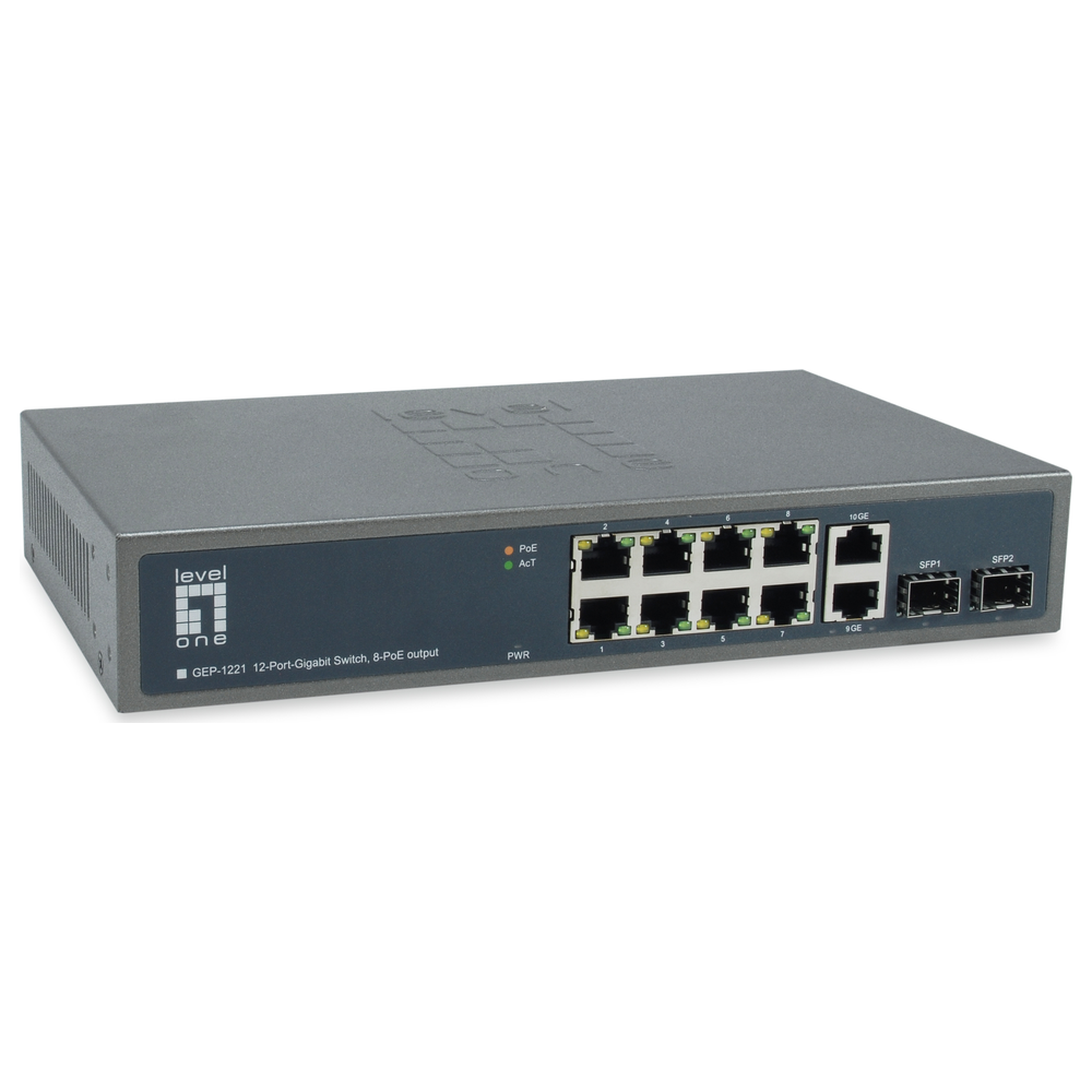 Level One (Germany) 12-Port Gigabit PoE Unmanaged Switch with 2 SFP Slots - GEP-1221 price in srilanka