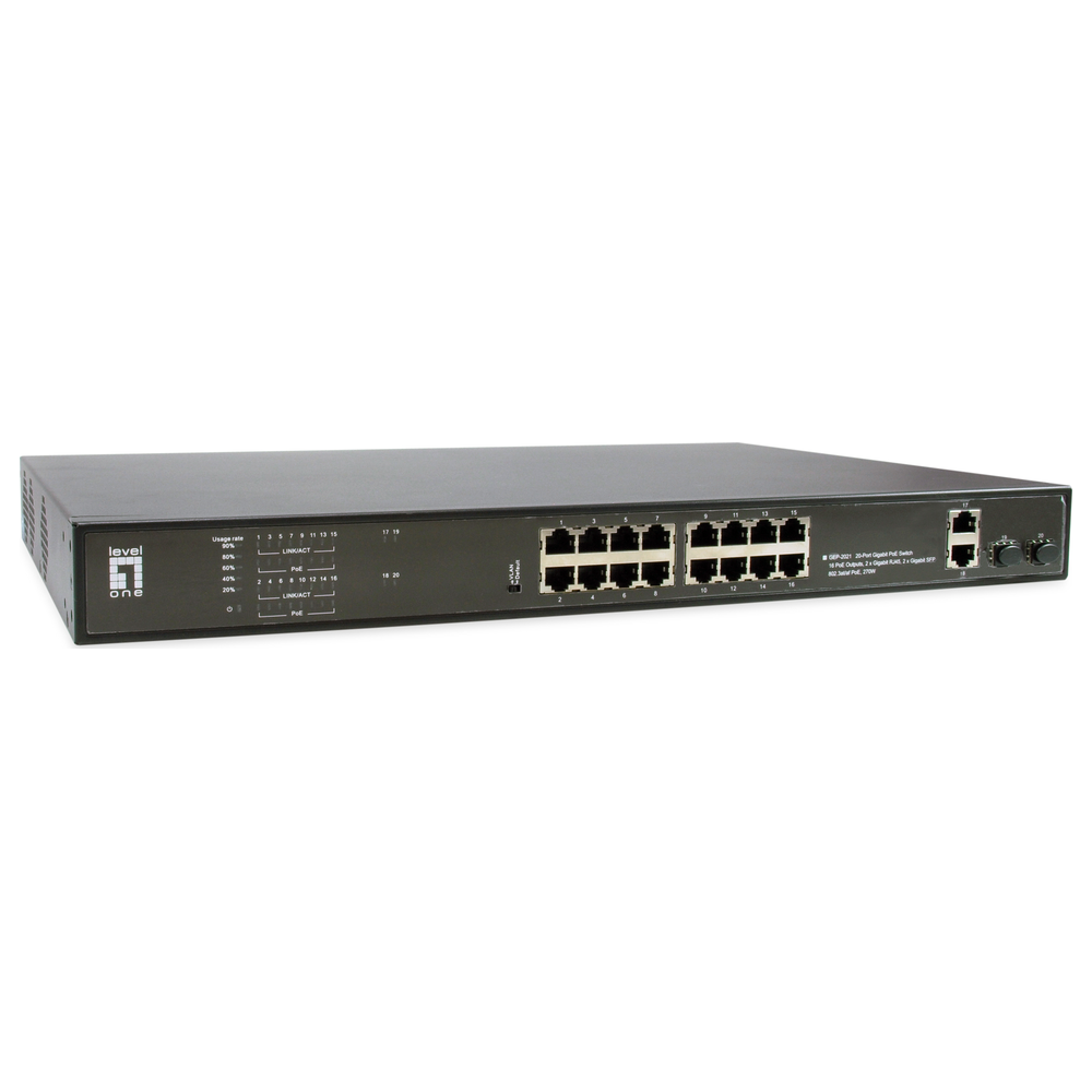Level One (Germany) 20-Port Gigabit PoE Unmanaged Switch with 2 SFP Slots - GEP-2021 price in srilanka