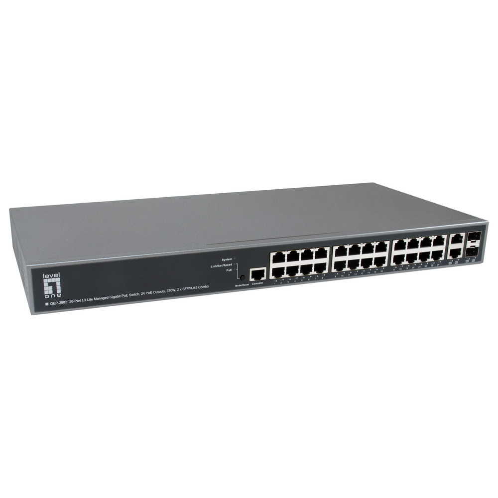 Level One (Germany) Turing 26-Port Gigabit PoE L3 Lite Managed Switch with 2 SFP/RJ45 Combo Ports - GEP-2682 price in srilanka