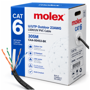 Molex (USA) Cat 6 4 Pair U/UTP Outdoor 23AWG LS0H/UV PVC Cable - Black-CAA-00453-BK price in srilanka