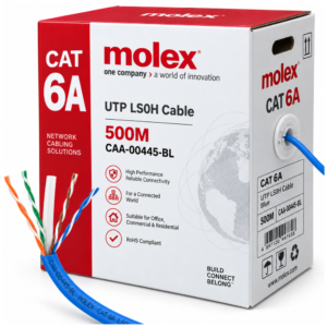 Molex (USA) PowerCat 6A U/UTP LS0H Cable 4 Pair 23AWG Solid Copper 500M Blue – CAA-00445-BL price in srilanka