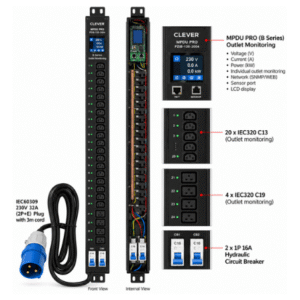 Clever (China) MPDU Pro B Series 0U 24-Way IEC C13/C19 Outlet Monitoring PDU - PZIB-130-2004 price in srilanka