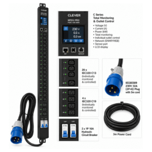 Clever (China) MPDU Pro C Series 0U 24-Way IEC C13/C19 Outlet Control PDU - PZIC-130-2004 price in srilanka