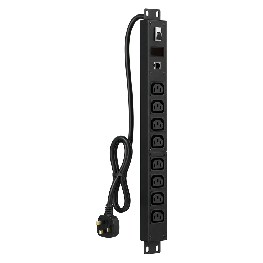 TIMIK (Canada) Switched PDU 8 Ports x IEC 320-C13 Sockets & Input Type G (BS1363) Plug & 10A & 1xCB 230V Vertical (0U) mountable with Digital Ammeter & SNMP - AMz-1023G/SW-08-1 price in srilanka