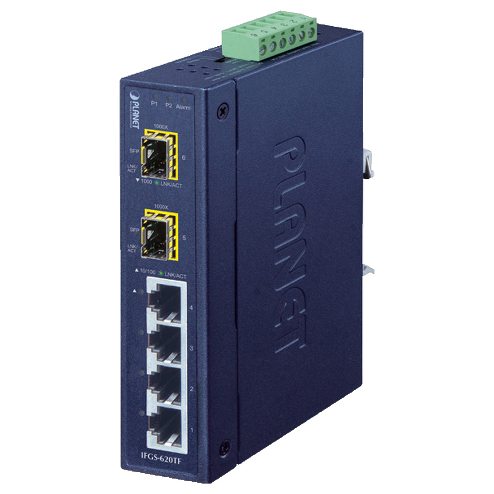 PLANET (Taiwan) 6-Port Industrial Unmanaged Ring Switch with 2 SFP Slots - IFGS-620TF price in srilanka