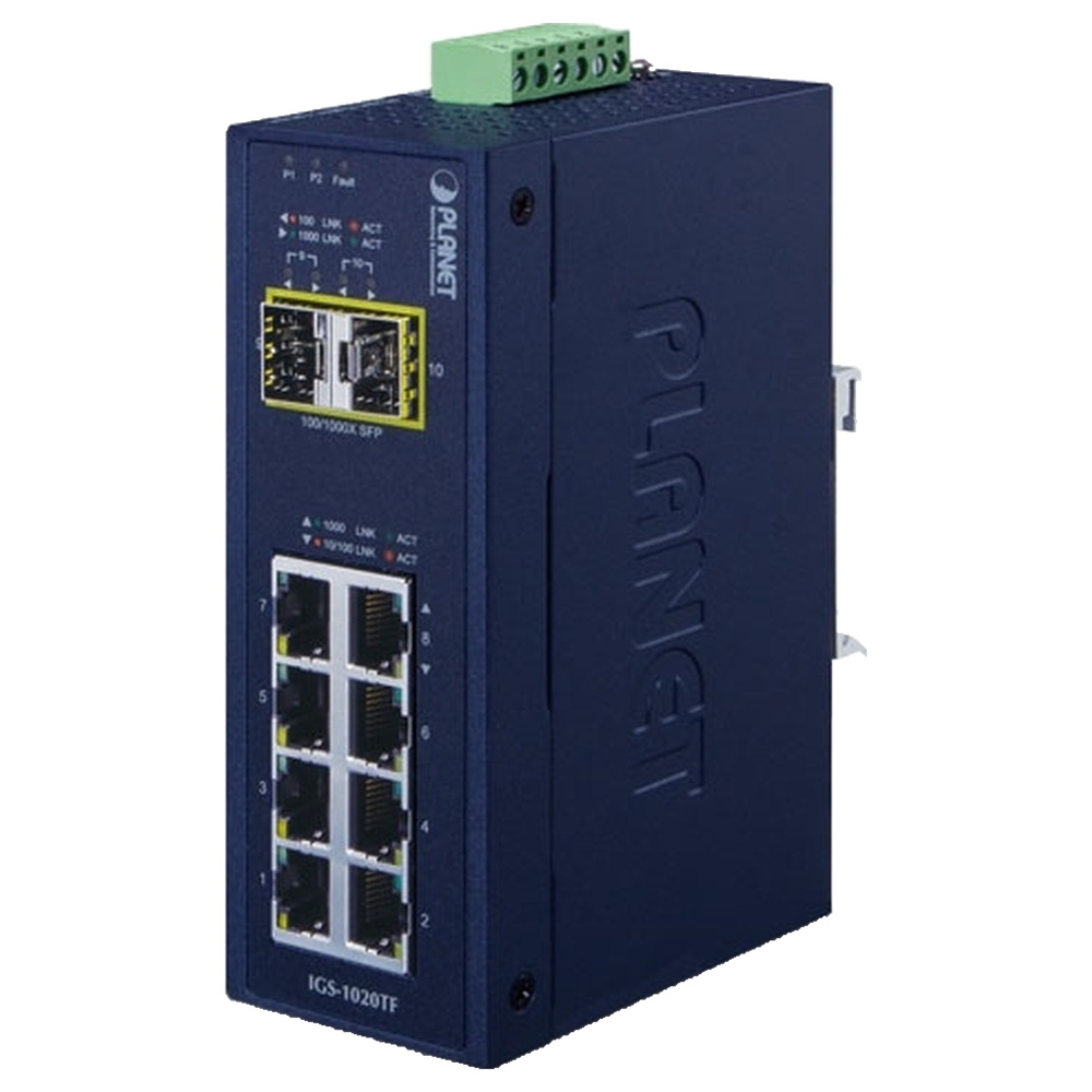 PLANET (Taiwan) 10-Port Industrial Unmanaged Gigabit Switch with 2 SFP Slots - IGS-1020TF price in srilanka